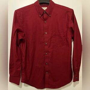 NWOT St. John's Bay Easy Care Burgundy/Deep Red Casual Button-Down Shirt - M